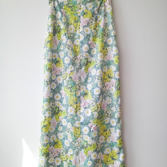 ZARA Floral Button Front Midi Skirt - Pastel Daisy Print, High Waisted | Size XS - Picture 4 of 7